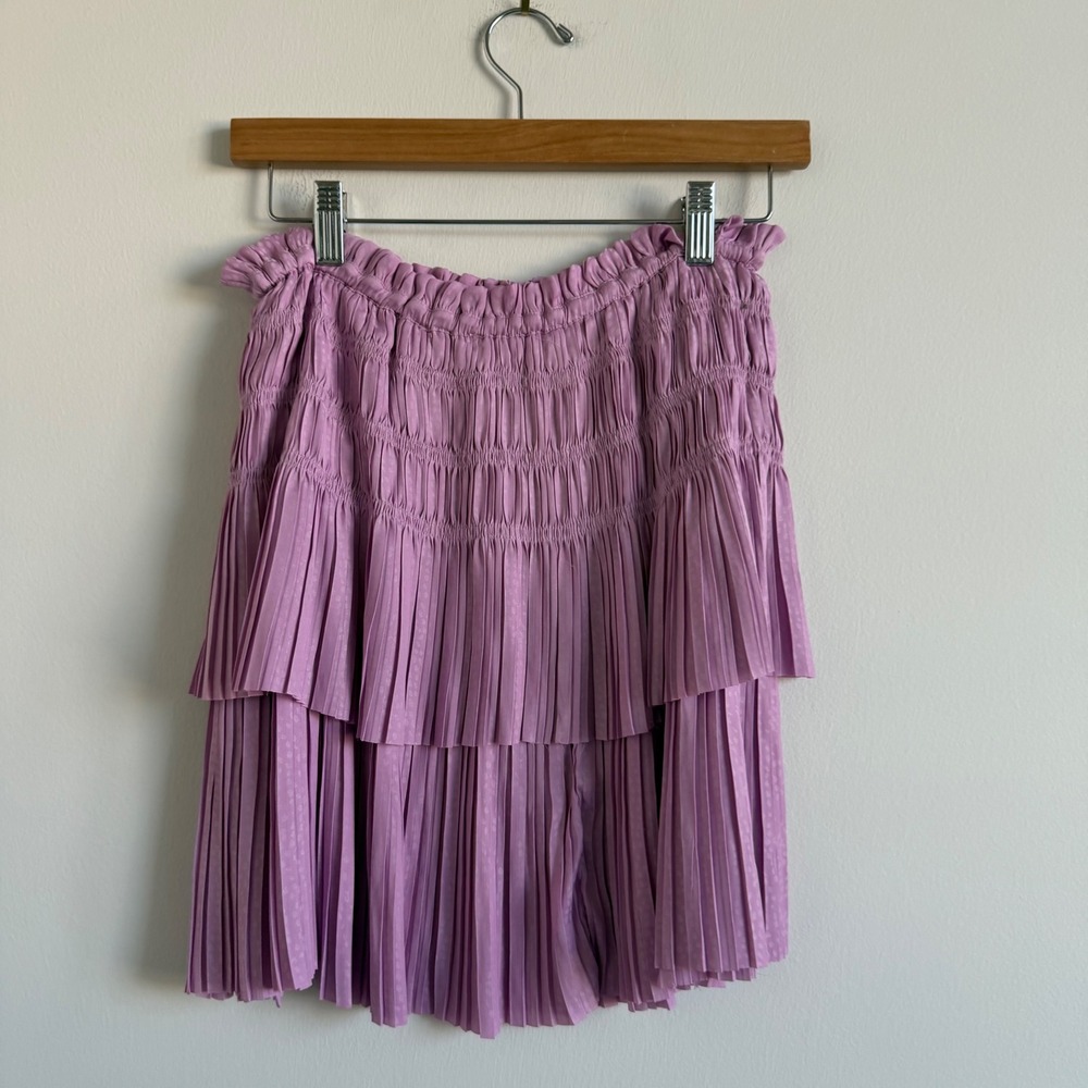 Current Air Smocked Tiered Satin Mini Skirt‎ Size Small - Picture 7 of 9